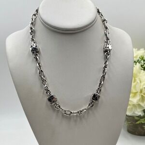 John Hardy Kali Collection Pebble Stone Station Sterling 925 Chain Necklace 18"